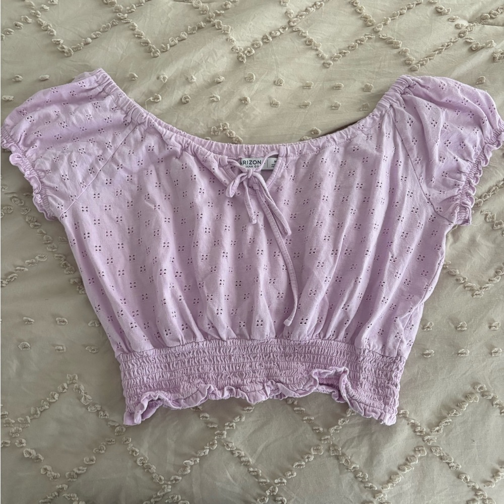 Arizona Jean Company Lavender Eyelet Crop Top
